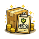 Illustratie van verzekerd verzenden voor Pokémon kaarten met dekking tot €5500 tijdens transport.