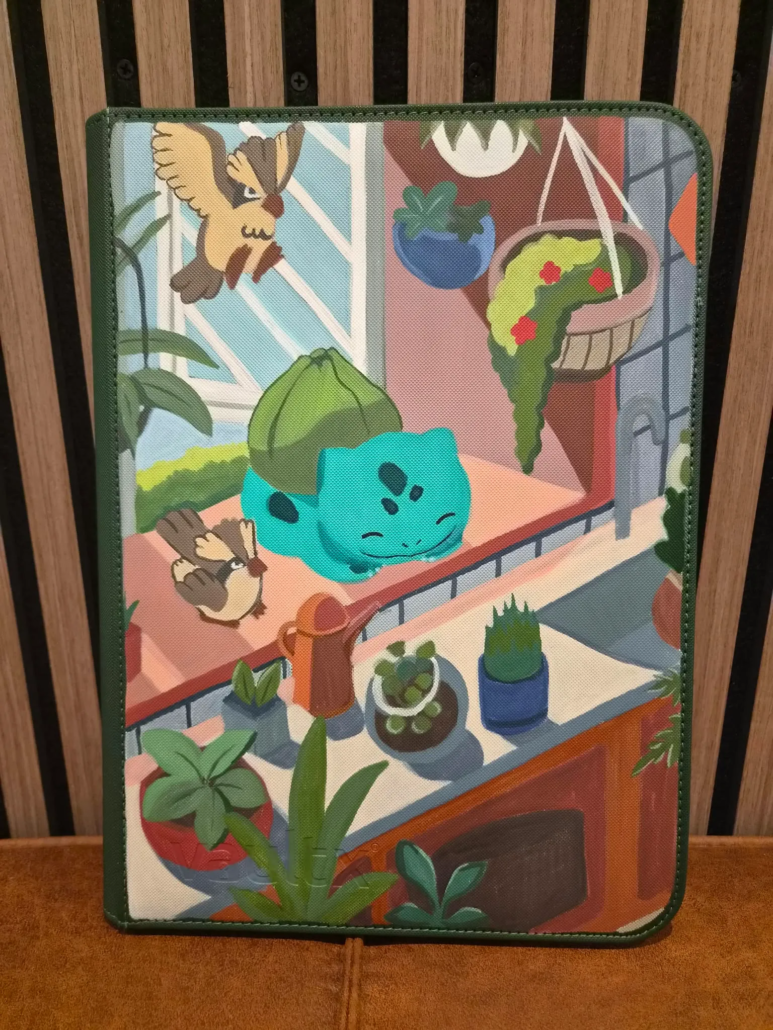 Custom Vault X Pokémon binder met Bulbasaur #143 uit Stellar Crown artwork