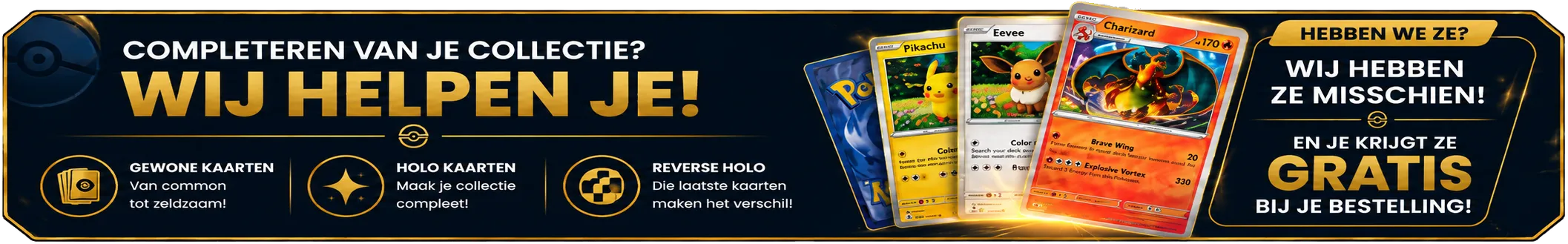 Pokémon collectie completeren met gratis gewone holo en reverse holo kaarten