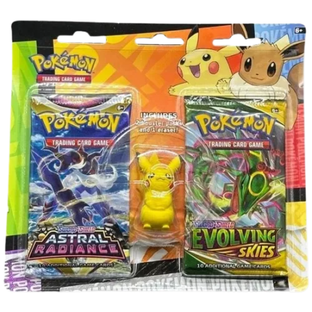 Pokémon Evolving Skies 2-Pack Blister met Pikachu eraser en twee booster packs