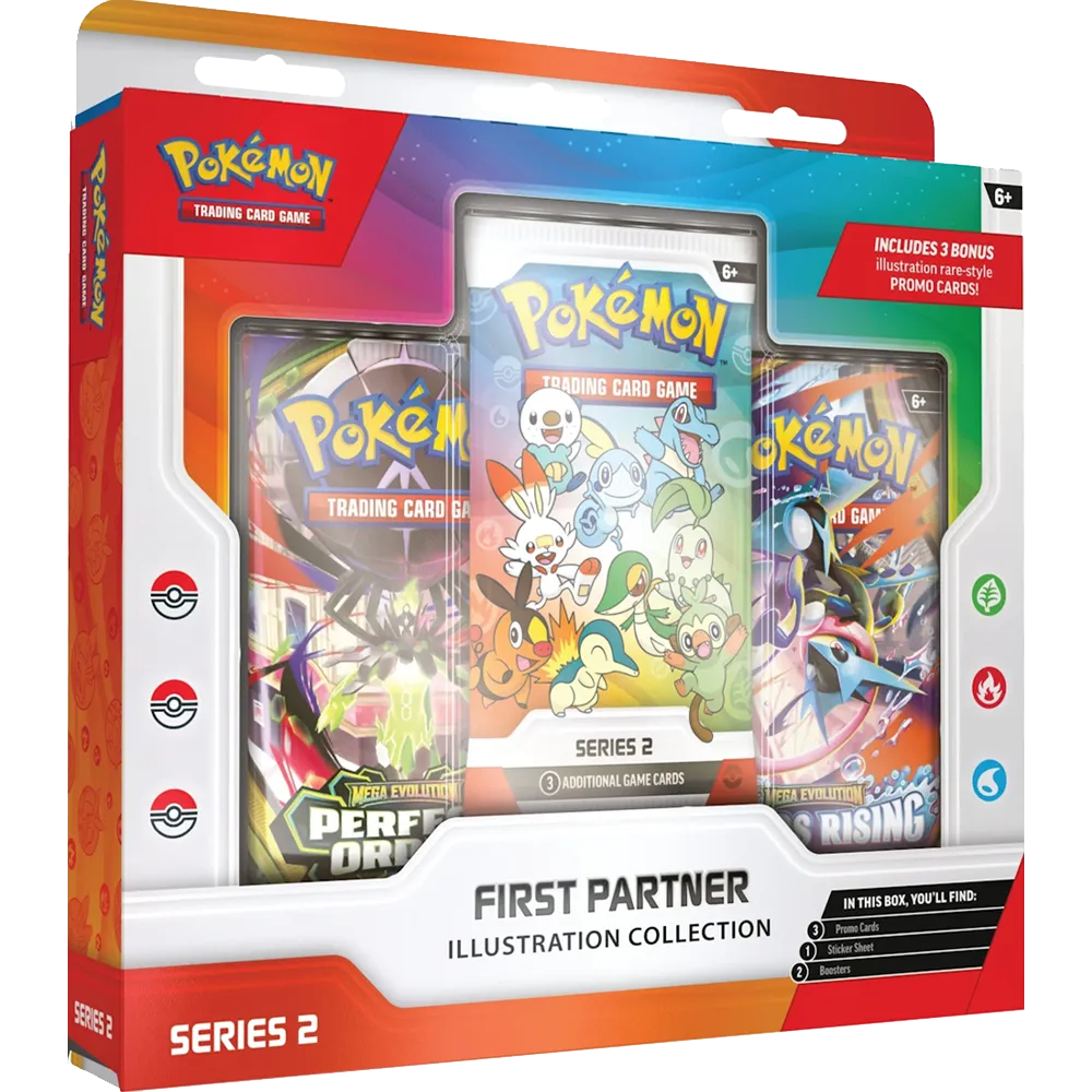 Pokémon First Partner Illustration Collection Series 2 met promo kaarten, sticker sheet en booster packs