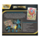 Achterkant van de Pokémon Mega Evolution Lucario Elite Trainer Box met inhoud en Riolu promokaart