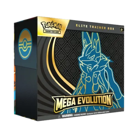 Voorkant van de Pokémon Mega Evolution Elite Trainer Box met Mega Lucario artwork