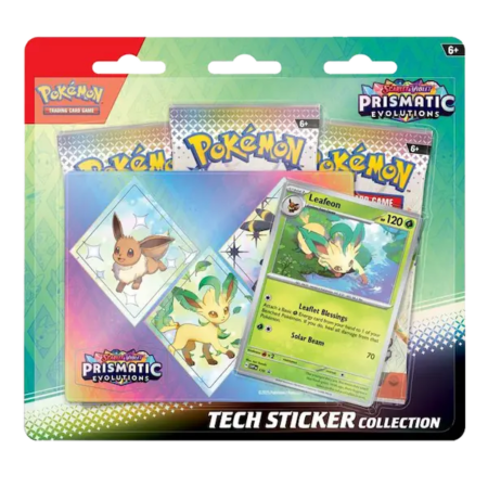 Pokémon Prismatic Evolutions Tech Sticker Collection met Leafeon