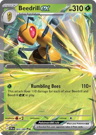 Voorkant van Beedrill ex 003/086 Double rare uit Chaos Rising