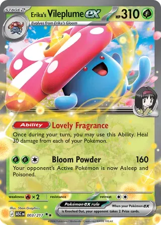 Voorkant van Erika's Vileplume ex 003/217 Double rare uit Ascended Heroes