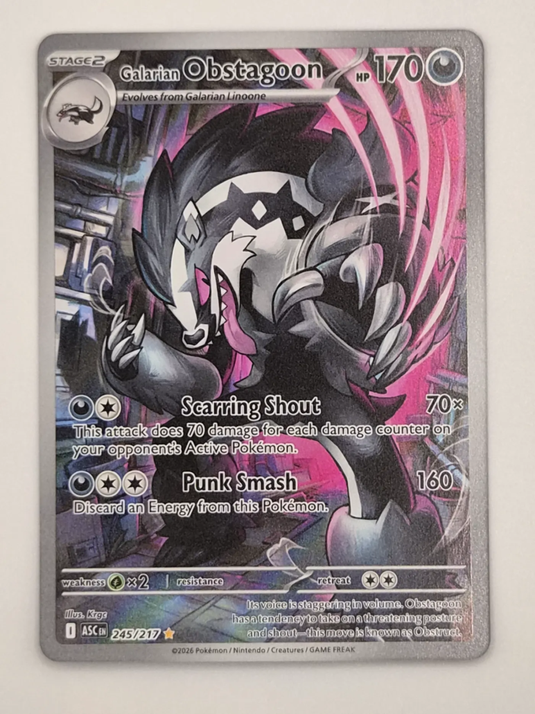 Voorkant van Galarian Obstagoon 245 Illustration rare uit Ascended Heroes