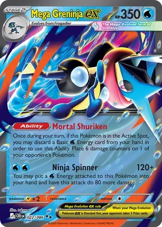 Voorkant van Mega Greninja ex 022/086 Double rare uit Chaos Rising