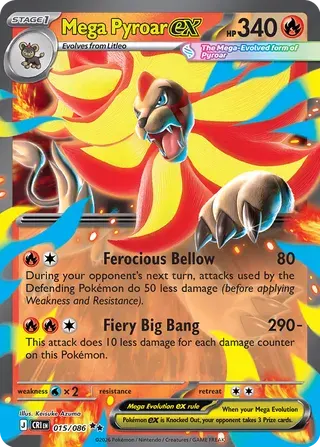 Voorkant van Mega Pyroar ex 015/086 Double rare uit Chaos Rising
