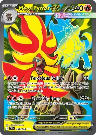 Voorkant van Mega Pyroar ex 099/086 Ultra Rare uit Chaos Rising