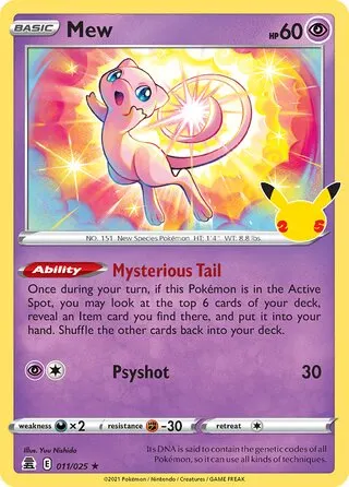 Voorkant van Mew 011/025 Holo Rare uit Celebrations