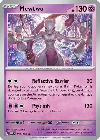 Voorkant van Mewtwo 150/165 Rare uit 151