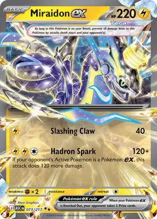 Voorkant van Miraidon ex 073/217 Double rare uit Ascended Heroes