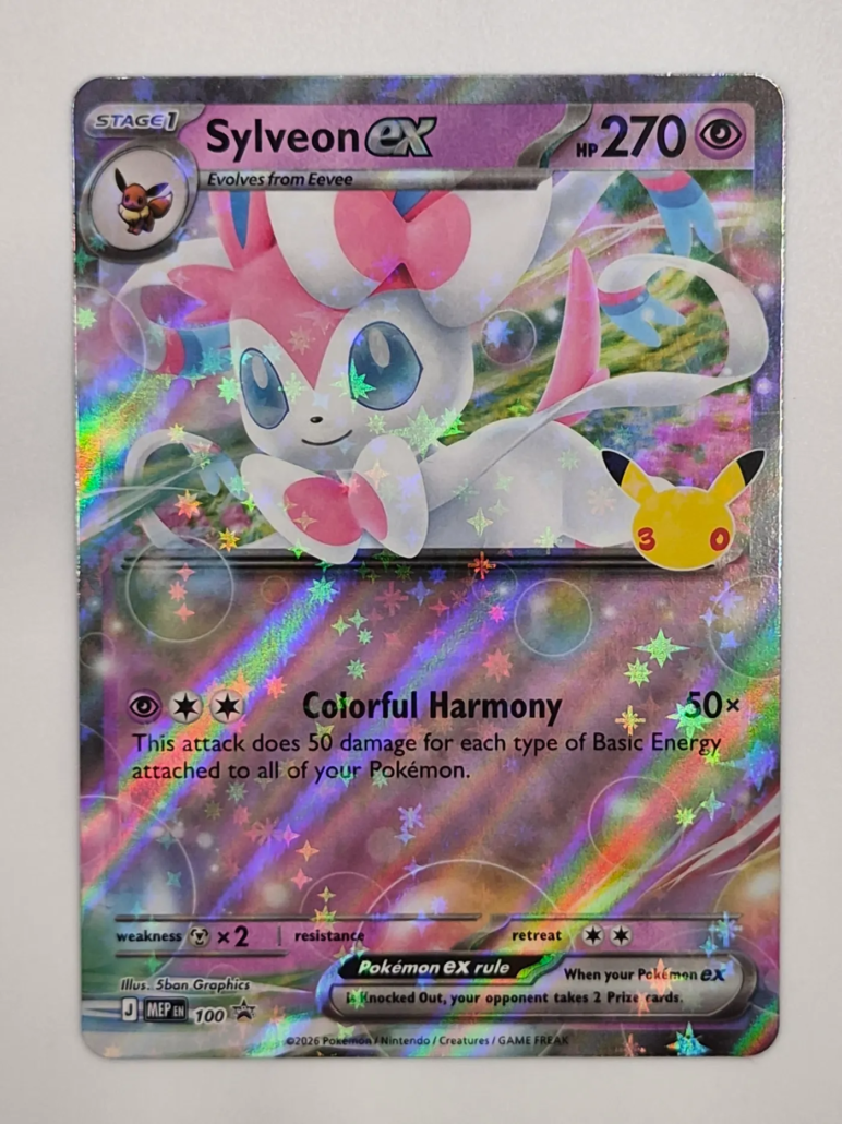 Voorkant van Sylveon ex 100 uit MEP Black Star Promos
