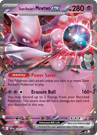 Voorkant van Team Rocket's Mewtwo ex 081/182 Double rare uit Destined Rivals