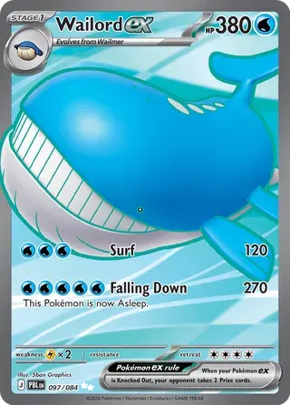 Voorkant van Wailord ex 097/084 Ultra Rare uit Pitch Black