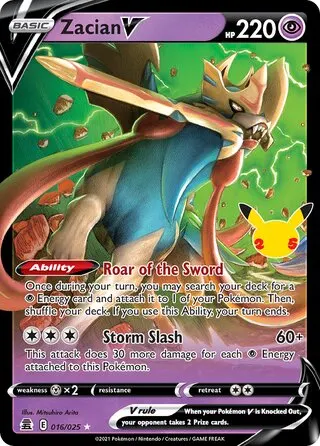 Voorkant van Zacian V 016/025 Holo Rare V uit Celebrations