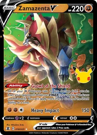 Voorkant van Zamazenta V 018/025 Holo Rare V uit Celebrations