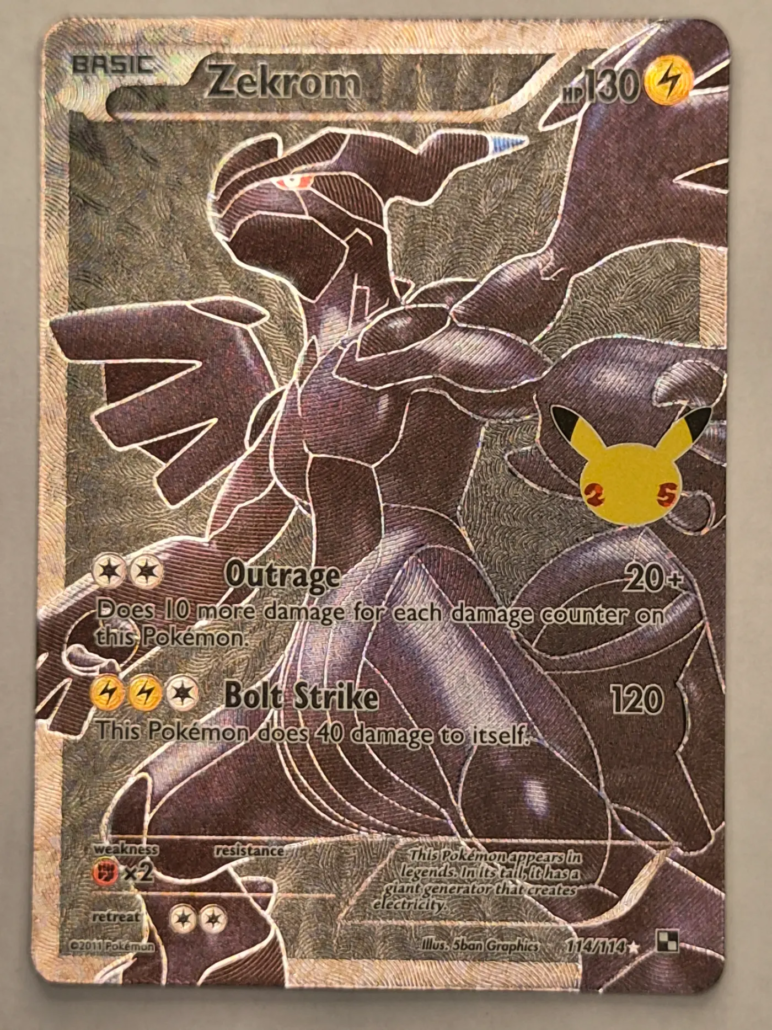 Achterkant van de Pokémon kaart Zekrom 114/114