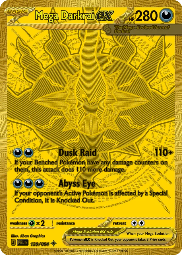 Mega Darkrai ex Gold 120/084 uit Pitch Black
