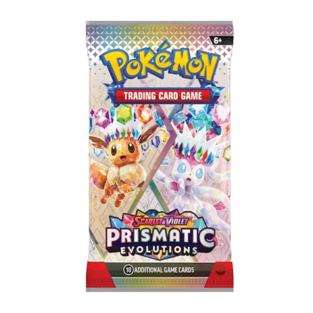 Pokémon Prismatic Evolutions Booster Pack met Eevee en Sylveon artwork